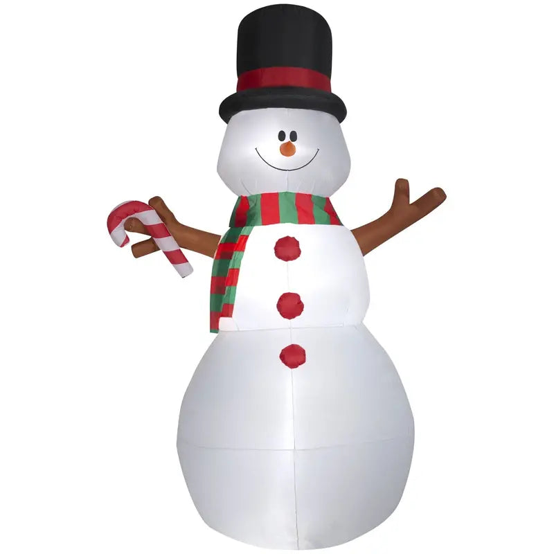 10 ft Animated Swiveling Snowman Inflatable with Candy Cane  Gemmy Christmas Decor