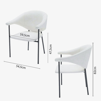 Lot de 2 chaises avec accoudoir design en velours beige Jeanne