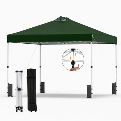 10×10-Foot Pop-Up Canopy Tent with One-Touch Setup, Sandbags & Convenient Roller Bag