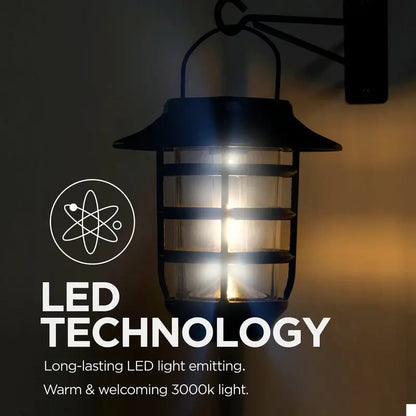 Home Zone Security Solar-Powered Outdoor Wall Lantern  Decorative Glass Design, No Wiring Required
