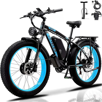 KETELES 4000W Dual-Motor Fat-Tire Electric Mountain Bike  26″, 48V/23Ah Removable Battery, UL 2849 Certified