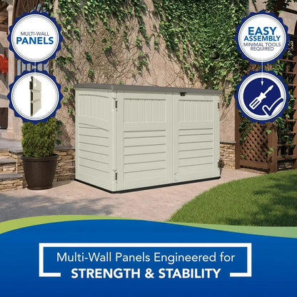 Suncast BMS4700 Resin Storage Shed — Off-White & Gray, 70.5″W × 44.25″D × 52″H, Double Doors, UV-Resistant Polymer Build