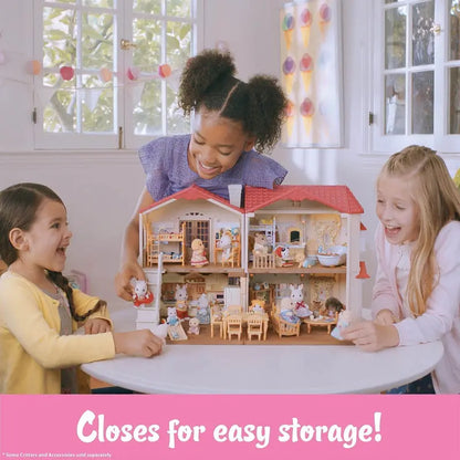 Calico Critters Red Roof Country Home Playset  Includes Dollhouse, Figures, Furniture & Accessories