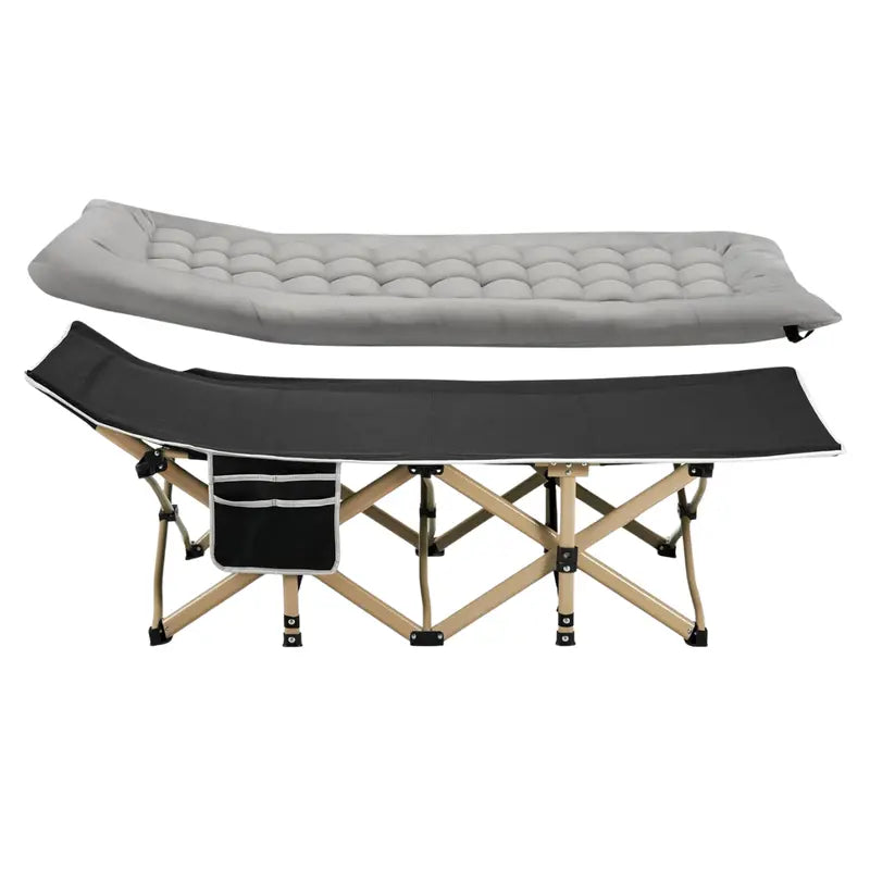 Wide 28″ Folding Camping Cot with High-Density Mattress  600 lb Weight Limit