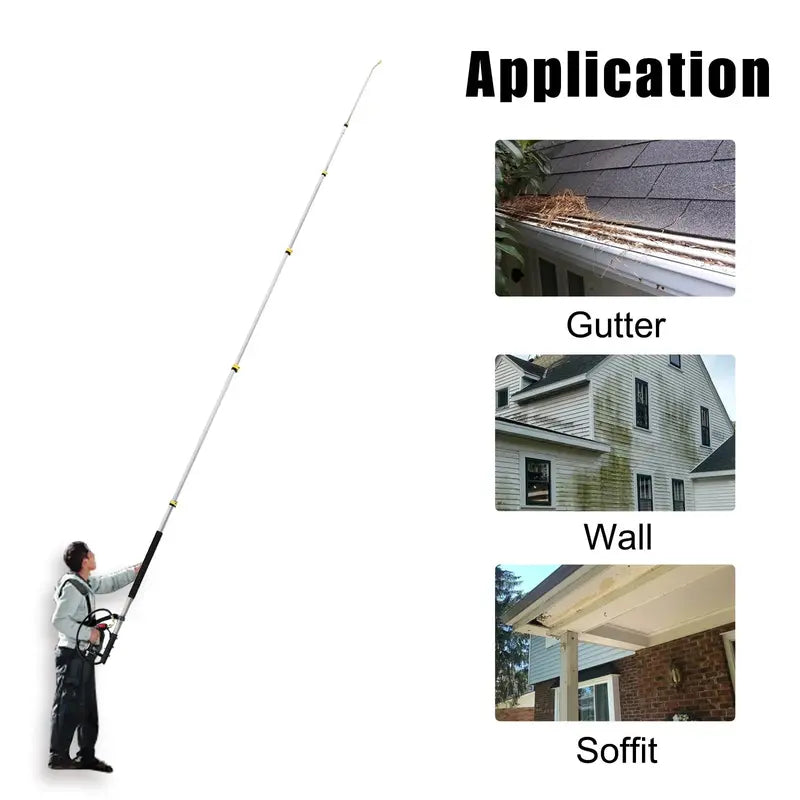 JANZ TW-004 24FT Telescoping Pressure Washer Wand, Adjustable Aluminum Extension with 7 Nozzles & Brush, 4000 PSI Compatible