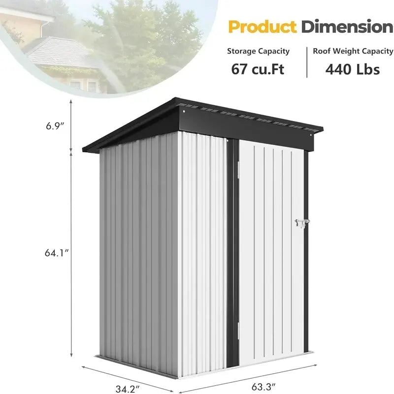 Devoko Lockable Steel Garden Shed  Corrosion-Resistant Outdoor Storage House for Tools and Equipment
