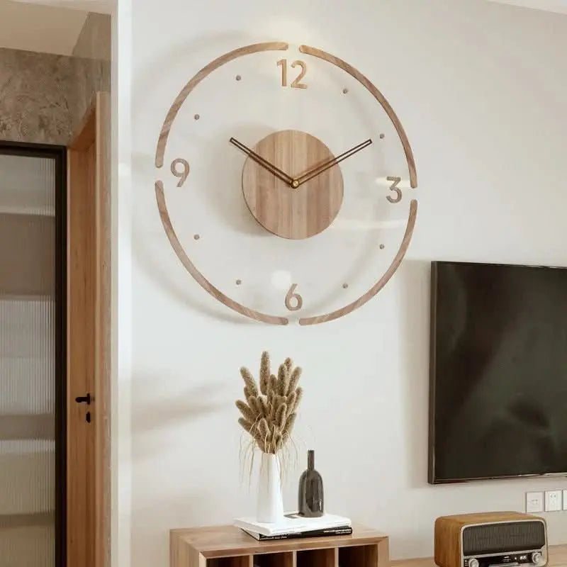 Minimalist Silent Quartz Wall Clock in Natural Wood Finish