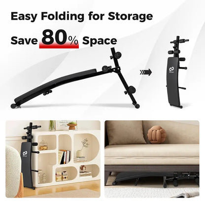 Premium Decline Sit-Up Bench  Foldable Slant Bench with High-Density Foam Cushioning for Comfort