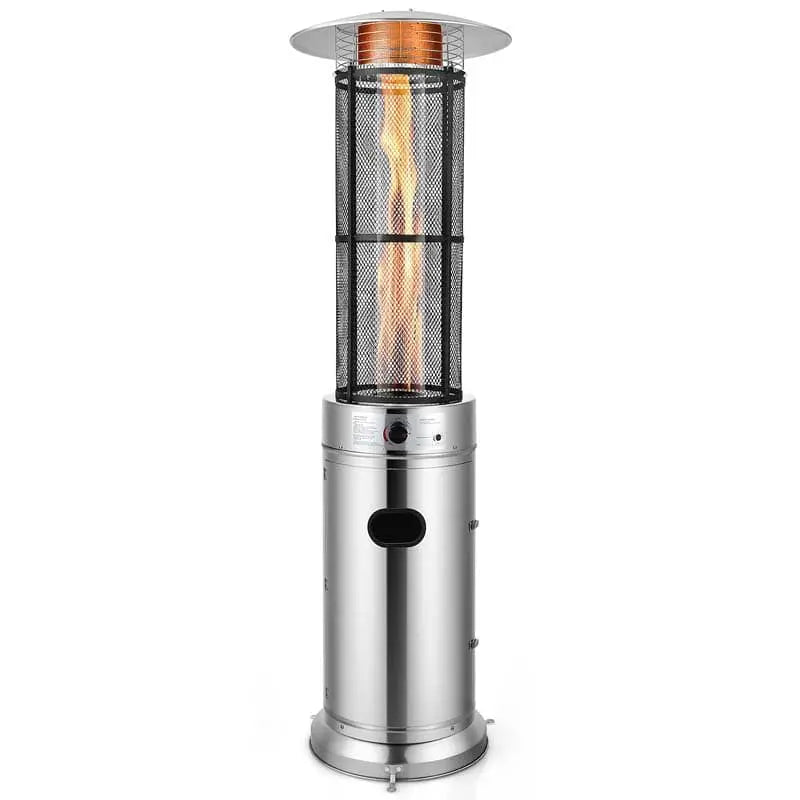41,000 BTU Propane Patio Heater  Stainless Steel Standing Outdoor Heater with Glass Tube Element & Mobility Wheels