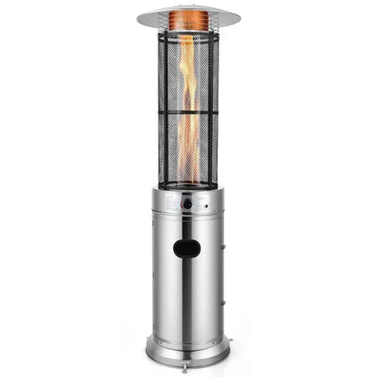 41,000 BTU Propane Patio Heater  Stainless Steel Standing Outdoor Heater with Glass Tube Element & Mobility Wheels