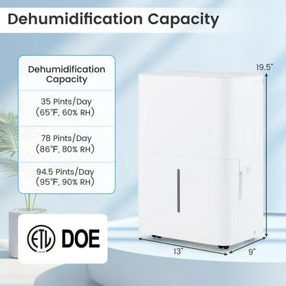 94.5-Pint Dehumidifier for Large Spaces  Covers Up to 6,000 Sq. Ft (Basements, Bathrooms)