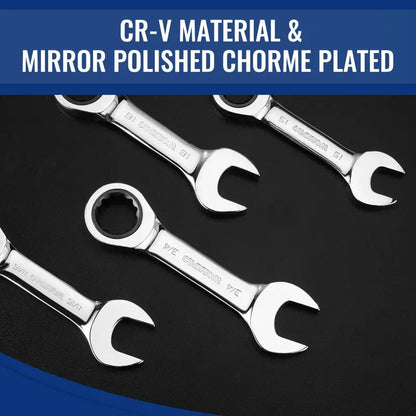 WORKPRO 14-Piece Ratcheting Stubby Combination Wrench Set