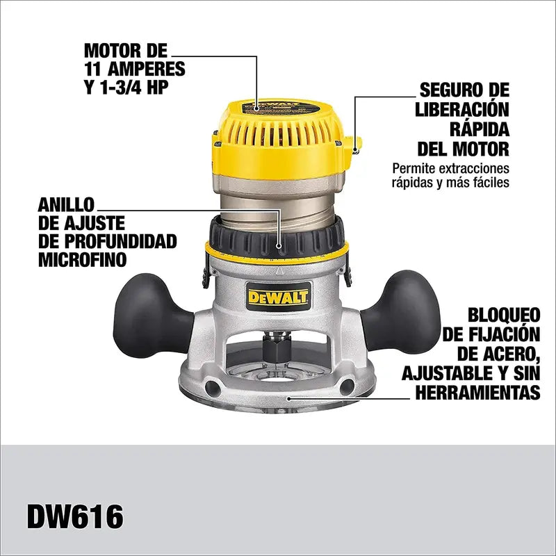 DEWALT DW616 Fixed-Base Router  1.75-Horsepower Professional Woodworking Tool
