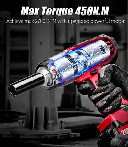 AVID POWER Cordless Impact Wrench, 1/2 Impact Gun with 3A Li-ion Battery