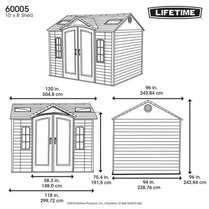 10 ft. x 8 ft. Resin Plastic Side Storage Shed  Weather-Resistant Assembly Required