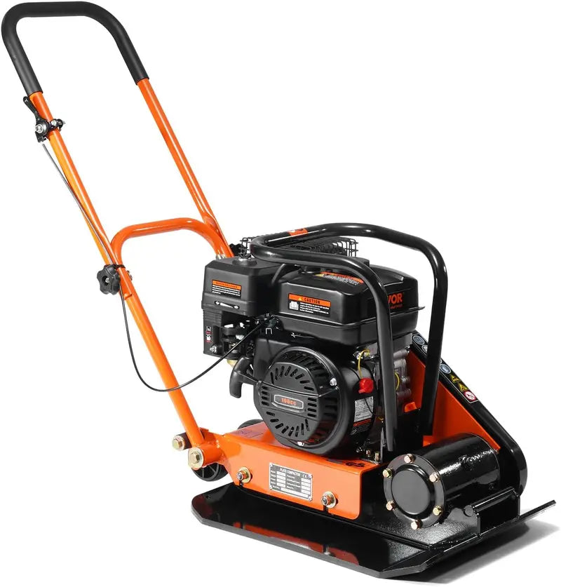 Gas-Powered Plate Compactor  6.5 HP, 196cc Engine, 4200 lb Vibratory Force, 5600 VPM for Pavers, Asphalt & Landscaping Projects
