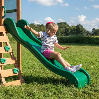 Backyard Discovery Buckley Hill Cedar Swing Set  Includes Two Belt Swings and Covered Deck