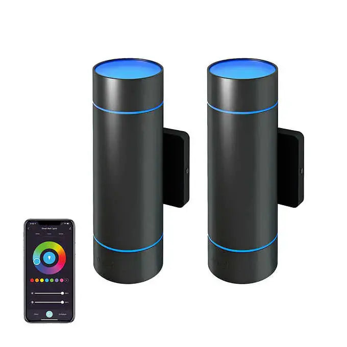 Atomi Smart WiFi Wall Sconces 2-Pack  WiFi Controlled, Easy Install