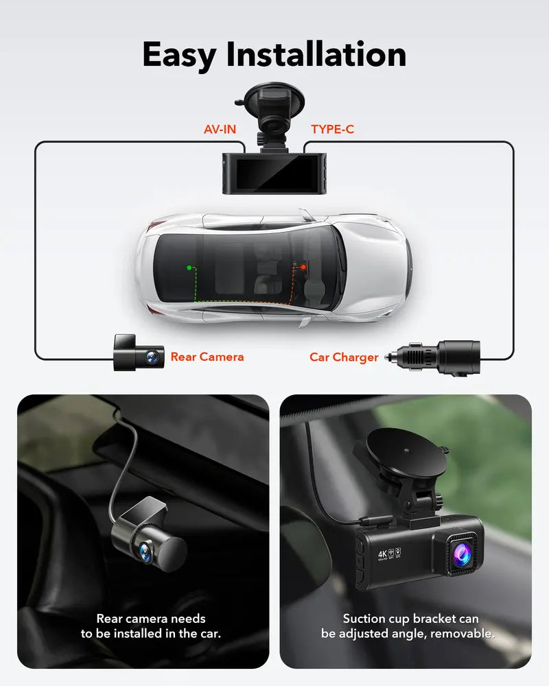 REDTIGER Dash Cam Front Rear, 4K/2.5K Full HD Dash Camera for Cars