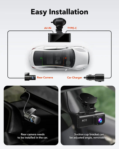 REDTIGER Dash Cam Front Rear, 4K/2.5K Full HD Dash Camera for Cars