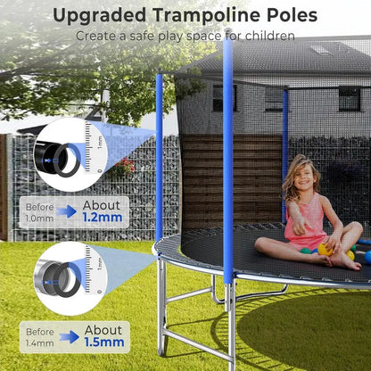 16-Foot Upgraded Trampoline with Enclosure Net and Adjustable Basketball Hoop