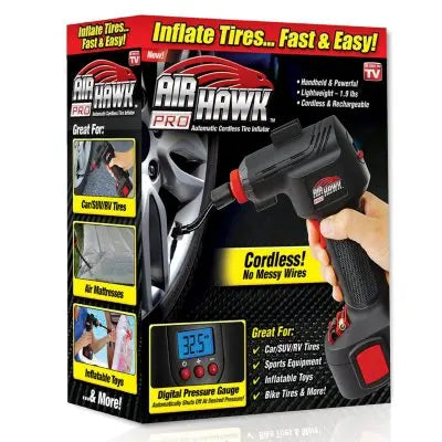 Air Hawk Pro Cordless Tire Inflator with LED Gauge & Rechargeable Battery  Compact, Automatic & Rechargeable