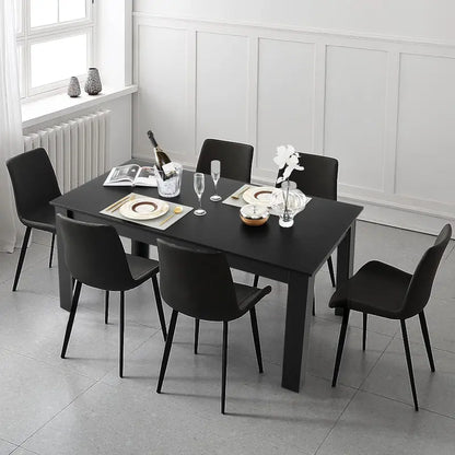 63-Inch Rectangular Farmhouse Dining Table for 6-8, Black Wood Kitchen Table with 330-LB Weight Capacity
