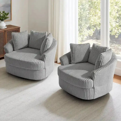 DREAMSIDEA Recessed-Arm Swivel Barrel Chair Set (2-Pack)