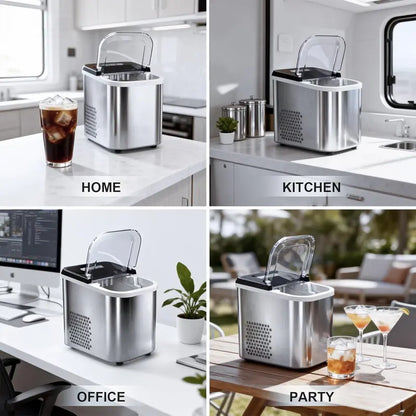 High-Yield Countertop Ice Maker  38 lb/Day Output, 9 Cubes in 3.5 Minutes, Dual Bullet Sizes, Self-Cleaning for Camping, RV & Parties