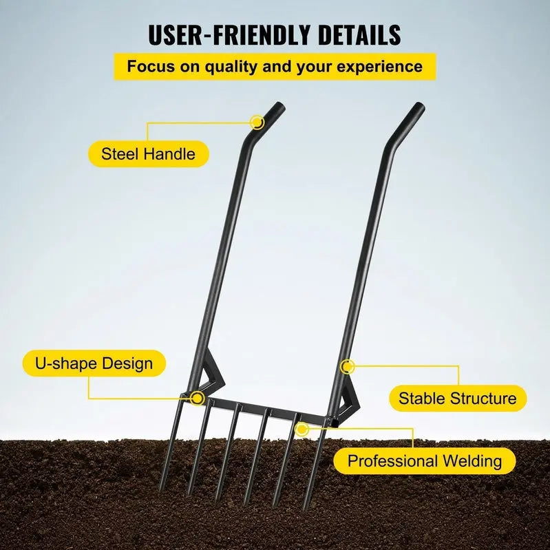 Heavy-Duty 46-Inch Broadfork Hand Tiller for Deep Soil Cultivation