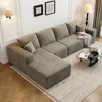 Cloud Modular L-Shaped Sectional Sofa  107.5-Inch Modern Minimalist Upholstered Couch with Chaise