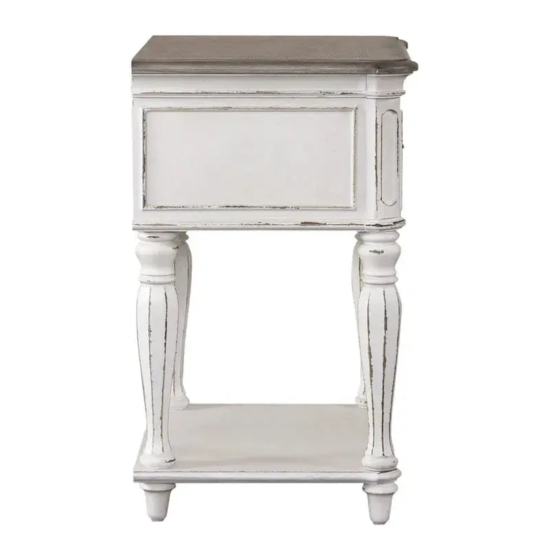 Magnolia Manor Nightstand with Antique White Finish and Classic Leg Design