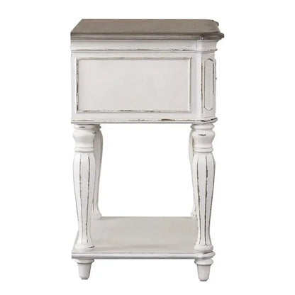 Magnolia Manor Nightstand with Antique White Finish and Classic Leg Design
