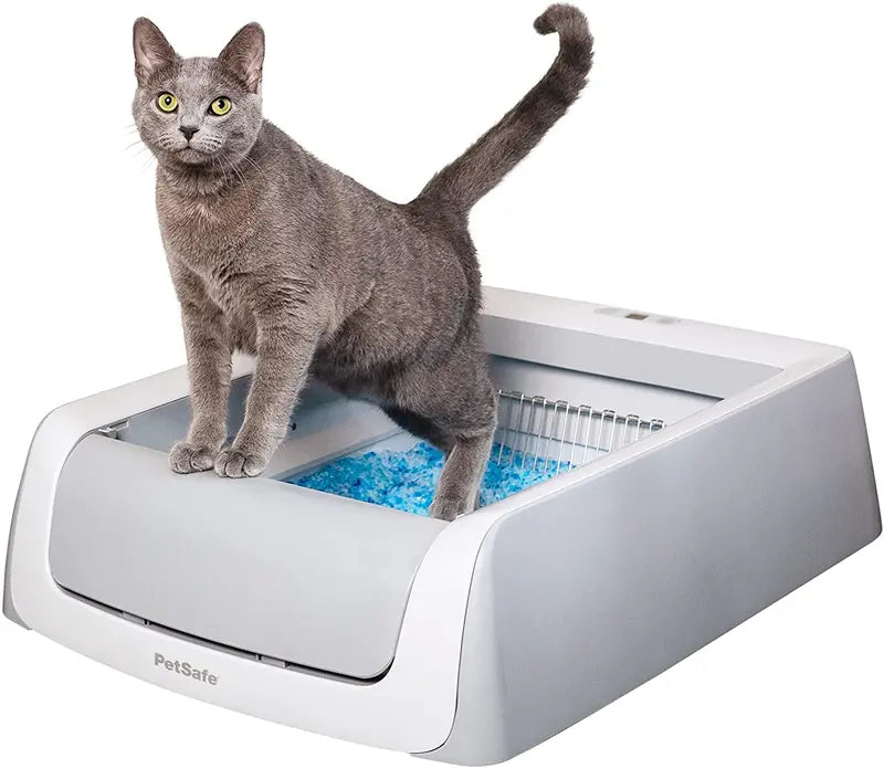 PetSafe ScoopFree Automatic Self-Cleaning Cat Litter Box, 2nd Gen, Includes Disposable Crystal Litter Trays, Gray