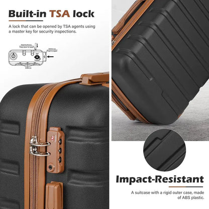 Coolife 3-Piece Lightweight Spinner Luggage Set  Hardshell Suitcases with TSA Locks