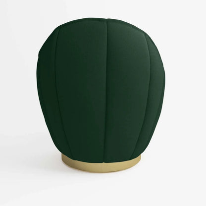 Fauteuil en velours vert sapin, base cerclage dor  effet laiton