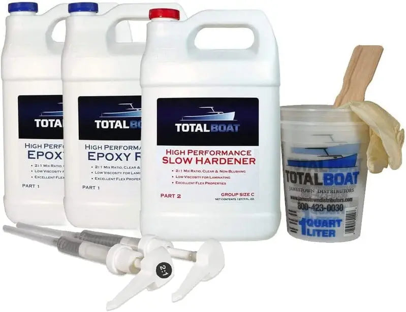 TotalBoat High-Performance Crystal Clear Epoxy Kit  2-Gallon Marine-Grade Resin & Hardener for Boatbuilding and Wood Repair