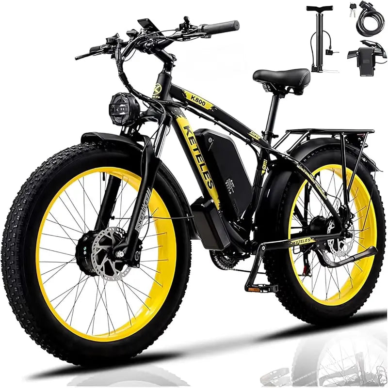 KETELES 4000W Dual-Motor Fat-Tire Electric Mountain Bike  26″, 48V/23Ah Removable Battery, UL 2849 Certified