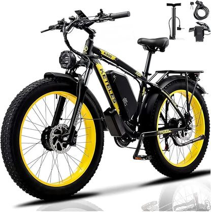 KETELES 4000W Dual-Motor Fat-Tire Electric Mountain Bike  26″, 48V/23Ah Removable Battery, UL 2849 Certified