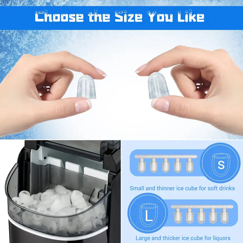 Compact Countertop Ice Maker  26.5 lbs/24H Output, 9-Cube Cycle in 6 Minutes, Self-Cleaning
