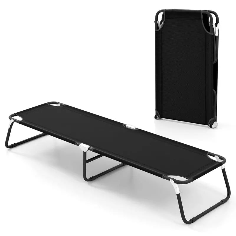 Heavy-Duty Foldable Camping Cot with Non-Slip Feet for Adults & Kids