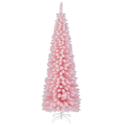 6 ft Pink Slim Pencil Christmas Tree  Unlit Skinny Artificial Xmas Tree with 460 Branch Tips