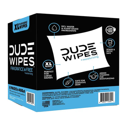 DUDE Wipes Fragrance-Free XL Flushable Cleansing Cloths  480 Count, Moisturizing Formula