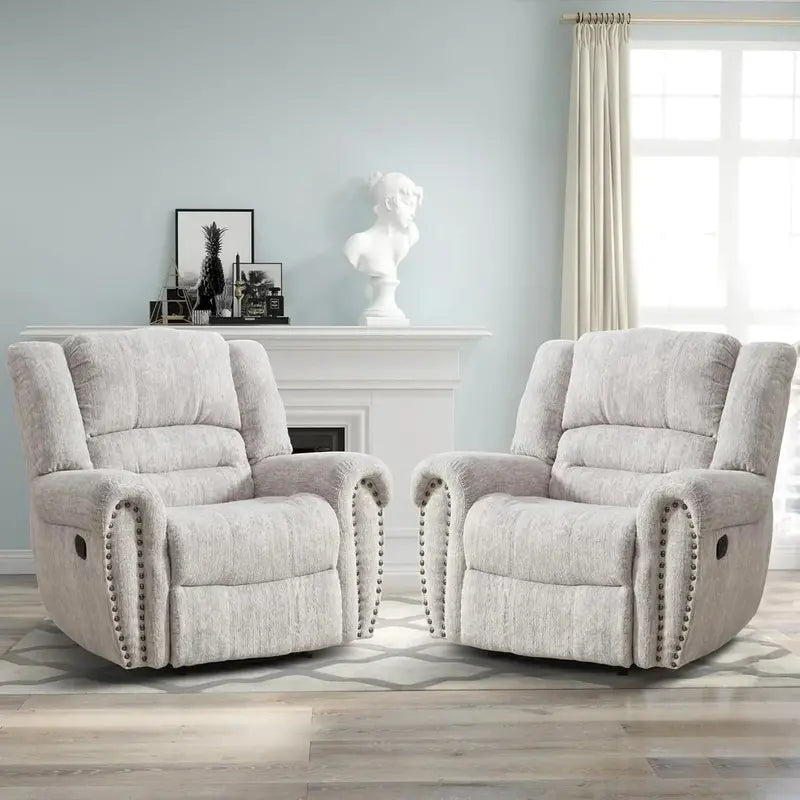 Classic Leather Manual Recliner  Traditional Single-Sofa Living Room Accent Chair