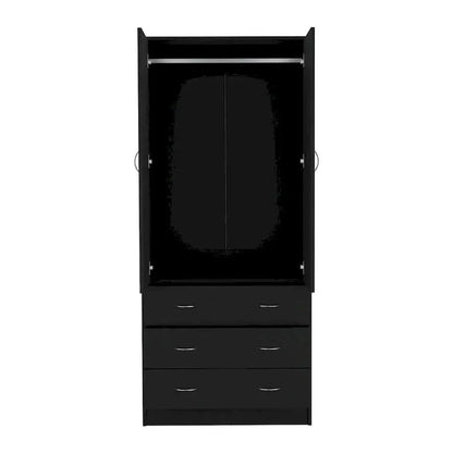 Contemporary Double-Door Bedroom Armoire with Drawers and Hanging Space