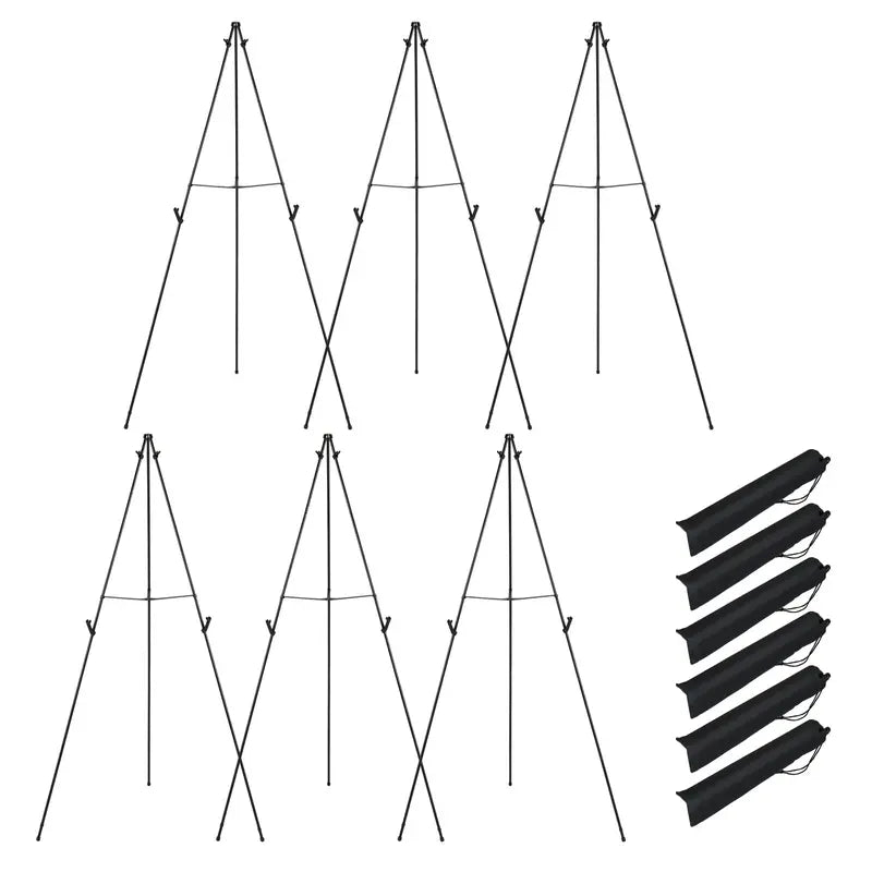 65-Inch Adjustable Metal Easel Stand Set with Card Slots and Non-Slip Rubber Feet (6-Pack)