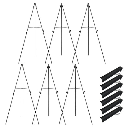 65-Inch Adjustable Metal Easel Stand Set with Card Slots and Non-Slip Rubber Feet (6-Pack)