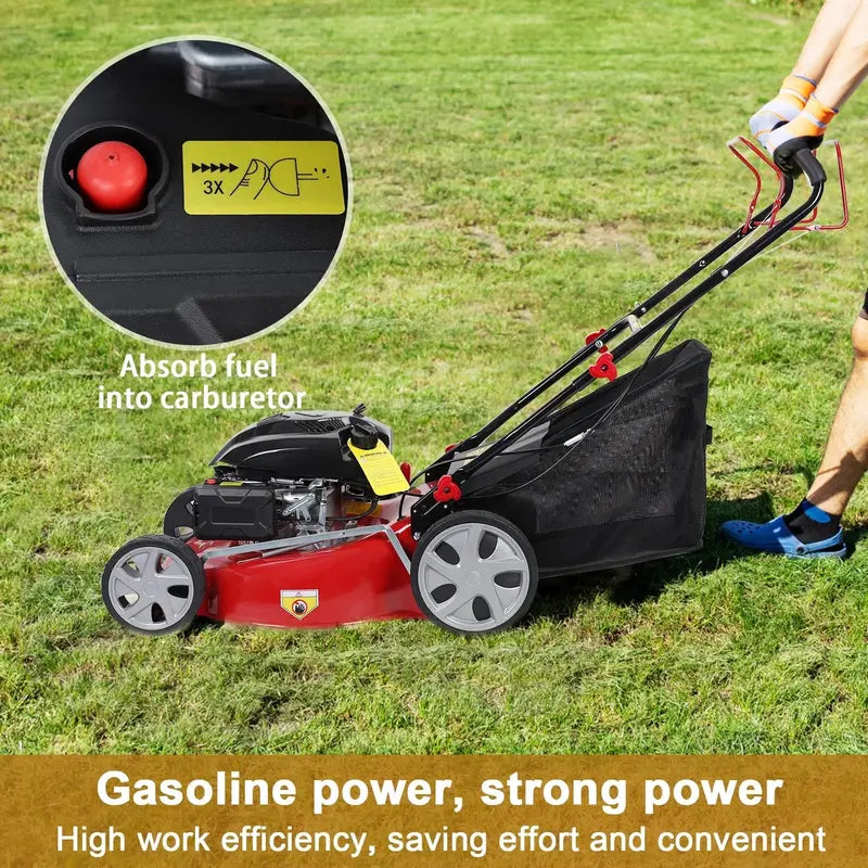 Self-Propelled Gas Lawn Mower with 141cc Engine, 50L Grass Catcher &amp; Large Wheels