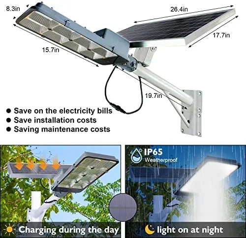 450W Solar-Powered Outdoor Flood Light  Dusk-to-Dawn Security Lamp with Remote Control for Yard, Garden, Court, or Lawn