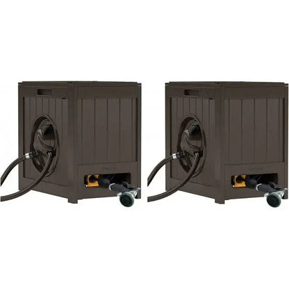 Suncast Aquawinder Auto-Rewind Hose Reel  125′ Water-Powered, Java Finish (2-Pack)